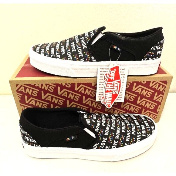 Vans Pride Womans Size 8 Love Wins Asher Slip On Black Glitter Rainbow S… - Picture 14 of 15